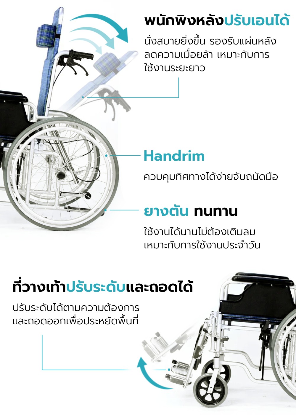 รถเข็นวีลแชร์ ปรับเอน-นอน รุ่น ANGELLA