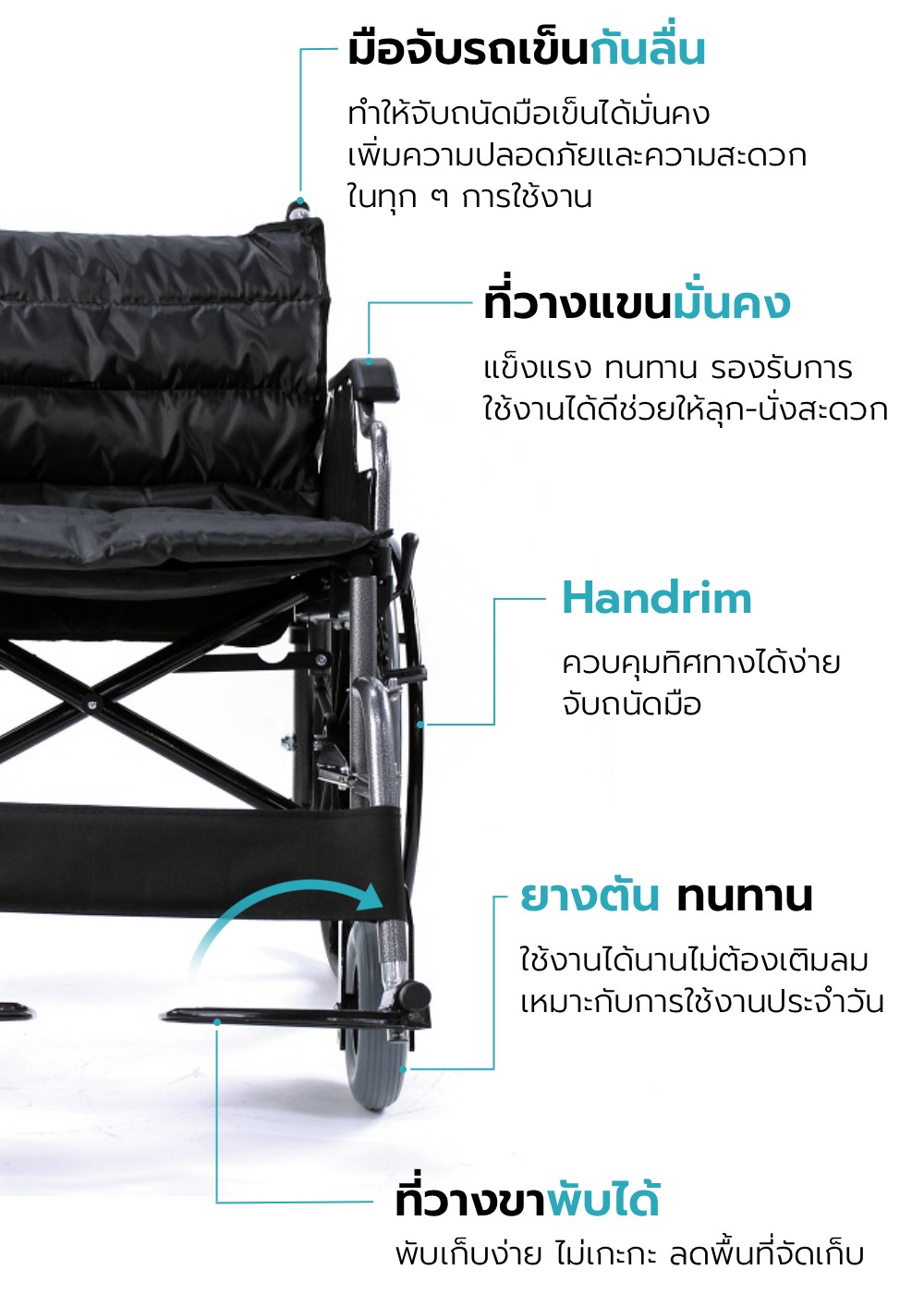 รถเข็นวีลแชร์ รุ่น HEAVY-DUTY-A